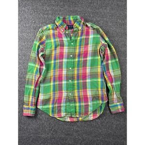 Ralph Lauren Sz Small Petite Vibrant Plaid Button Down Shirt Classic Fit Cotton